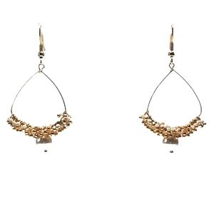 Swarovski Glass Pearl Beaded Drop Earrings Gold Wire Teardrop